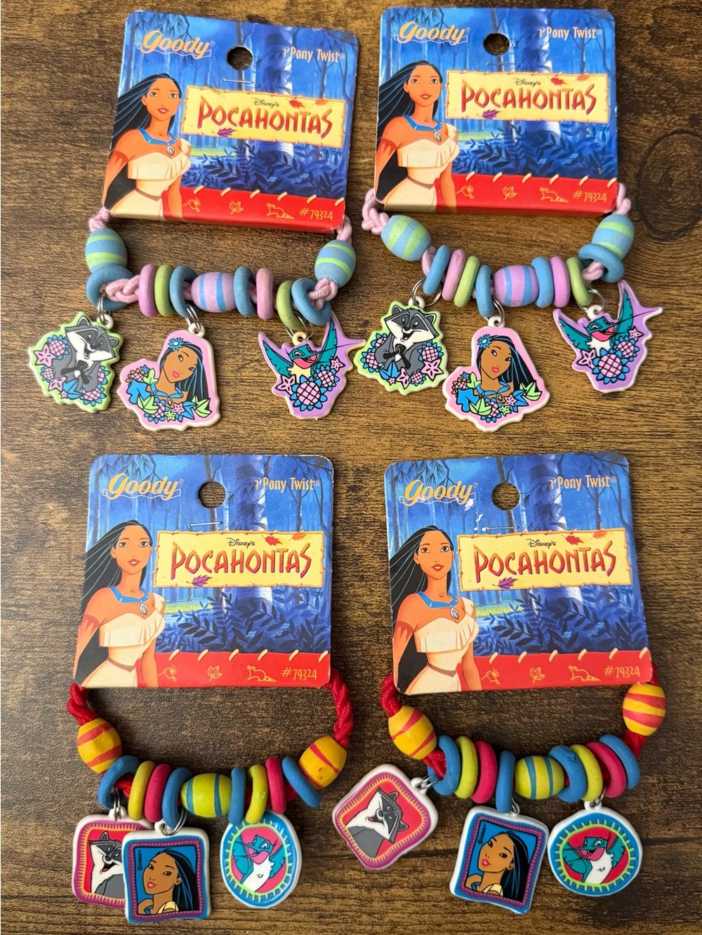 Set Of 4 Goody Disney Pocahontas Pony Twists/Hair Ties NWT